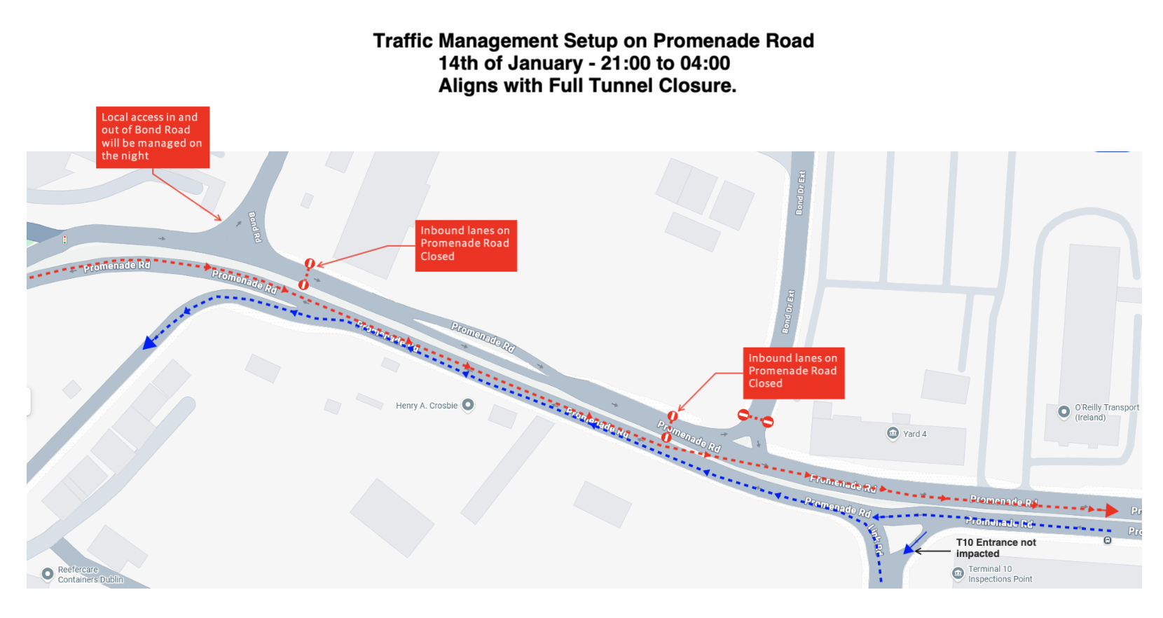 Promenade Road Closures January 2026
